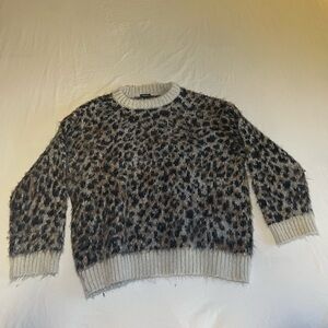 Leopard Print Sweater - Black and Brown